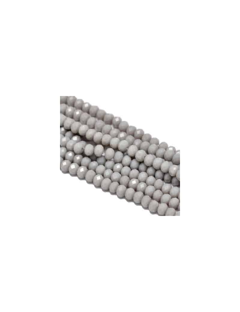 Fil de 145 perles rondes aplaties à facettes grises de 4mm