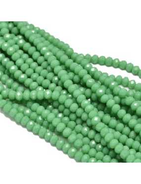 Fil de 145 perles rondes aplaties à facettes vert olive de 4mm