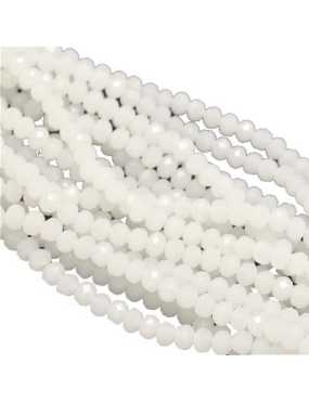 Fil de 145 perles rondes aplaties à facettes blanc de 4mm