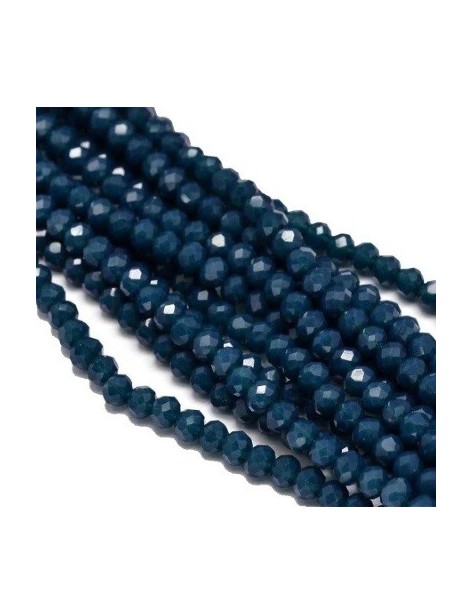 Fil de 145 perles rondes aplaties à facettes bleu navy de 4mm