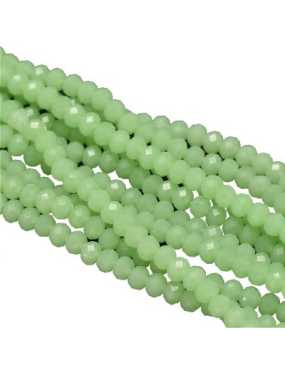 Fil de 145 perles rondes aplaties à facettes vert clair de 4mm