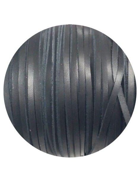 Cordon de cuir plat de 3mm noir avec les bords droits-vente au cm