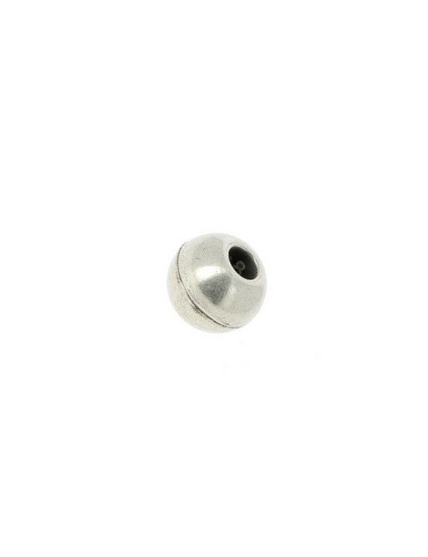 Fermoir magnétique boule placage argent pour cuir rond 5mm