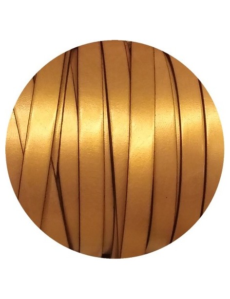 Cordon de cuir plat 10mm couleur or satiné en vente au cm