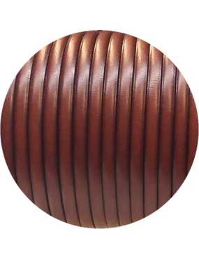 Cuir plat lisse de 5mm de couleur marron cognac vendu à la coupe au mètre-Premium