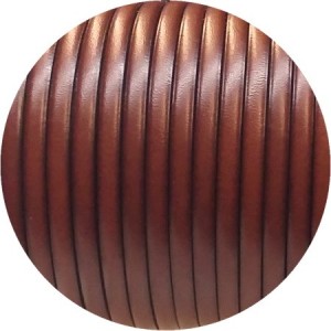 Cuir plat lisse de 5mm de couleur marron cognac vendu à la coupe au mètre-Premium