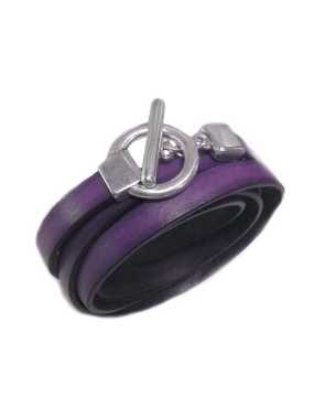 Superbe bracelet triple tour en kit avec du cuir plat lisse violet