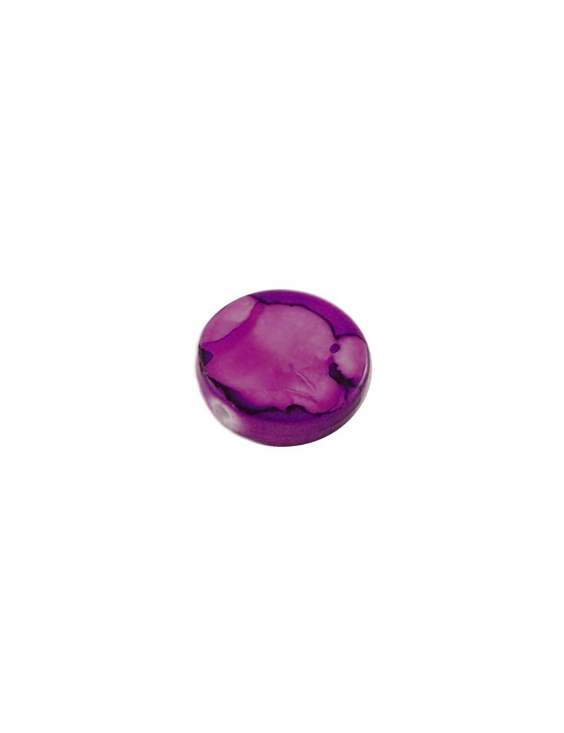 Perle plate ronde violette de 19mm en plastique