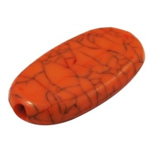 Perle plate marbrée orange en plastique
