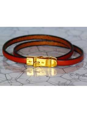 Bracelet double tour en kit de 5mm de large couleur rouge cardinal bords noirs