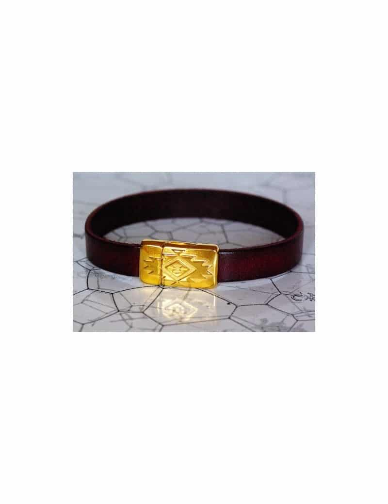 Kit bracelet en cuir plat de 10mm violet prune simple tour
