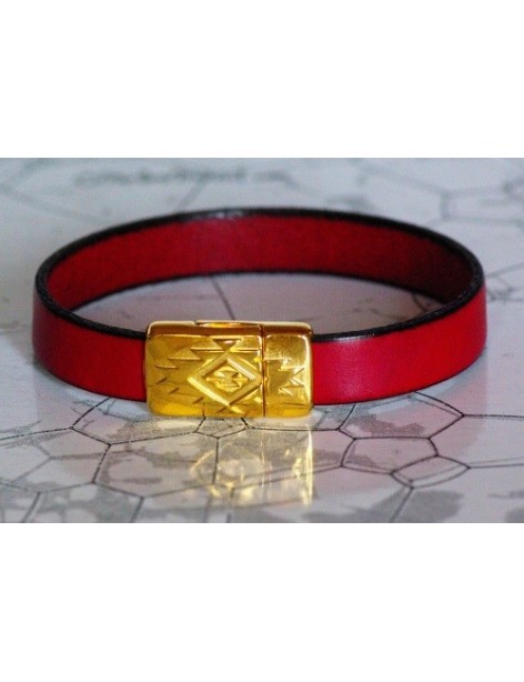 Kit bracelet en cuir plat de 10mm rouge cardinal simple tour