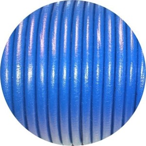 Lacet de cuir rond bleu vif ou électrique Espagne-5mm