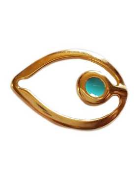 Intercalaire ou fermoir oeil émaillé turquoise de 27mm en métal couleur or