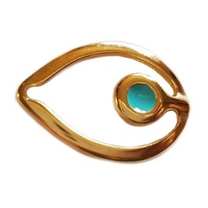 Intercalaire ou fermoir oeil émaillé turquoise de 27mm en métal couleur or