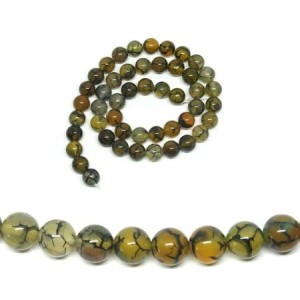 Fil de 48 perles en pierre agate de 8mm tons verts