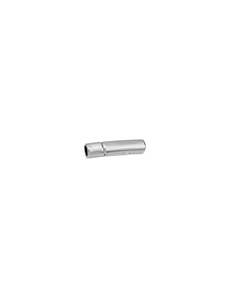 Fermoir tube aimanté long placage argent avec trou rond de 5mm