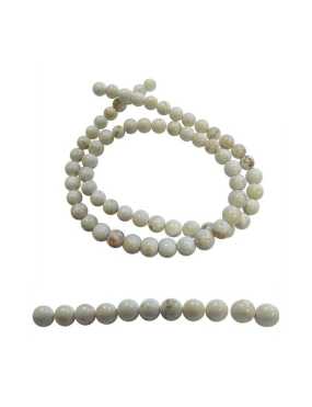 Fil de 60 perles en turquoise reconstituées blanches de 6mm
