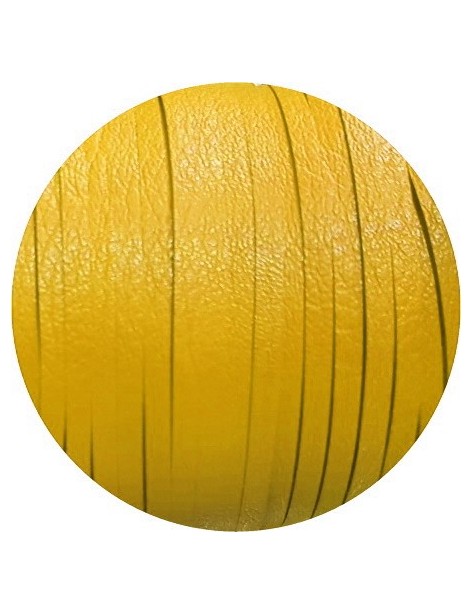 Cuir plat 3mm souple réversible jaune en vente au cm
