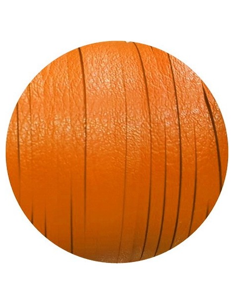 Cuir plat 3mm souple réversible orange en vente au cm