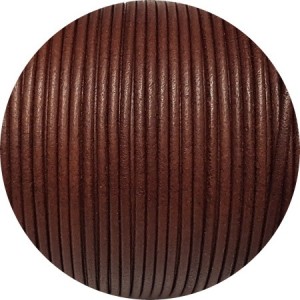 Cordon de cuir rond marron cognac-2mm-Espagne-Premium