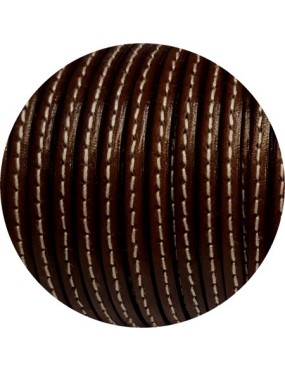Cuir plat de 5mm cacao couture blanche en vente au cm-Premium