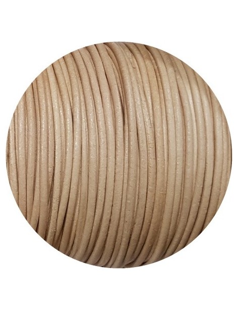 Cordon de cuir rond naturel-2mm-Espagne-Premium