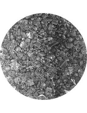 Pochette de 75gr de perles en métal couleur argent tibétain en mélange