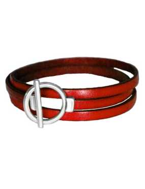 Bracelet triple tour en kit de 5mm de large rouge et argent