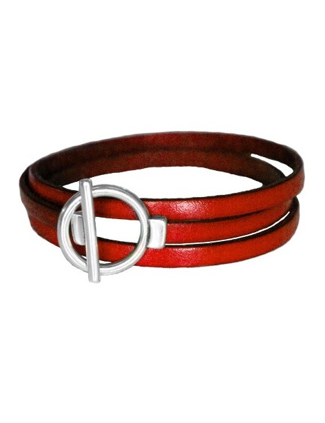 Bracelet triple tour en kit de 5mm de large rouge et argent
