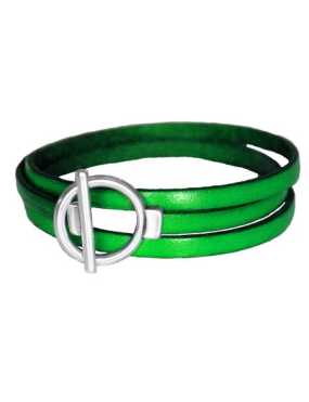 Bracelet triple tour en kit de 5mm de large vert sapin et argent