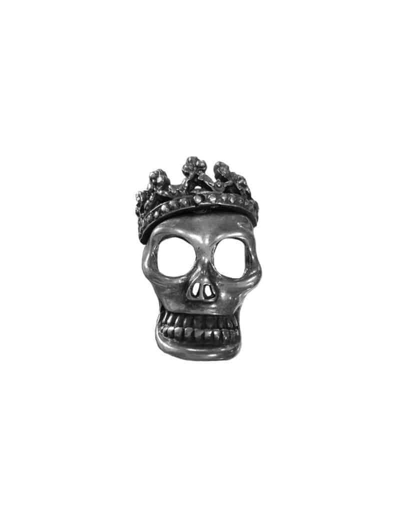 Grosse et superbe tête de mort en zamak placage argent