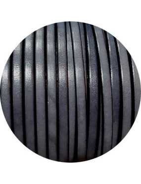 Cordon de cuir plat 5mm gris foncé marbré vendu au metre