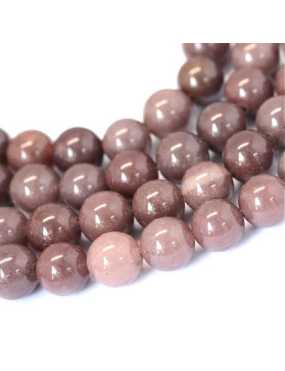 Fil de 95 perles rondes de 4mm en aventurine tons vieux rose