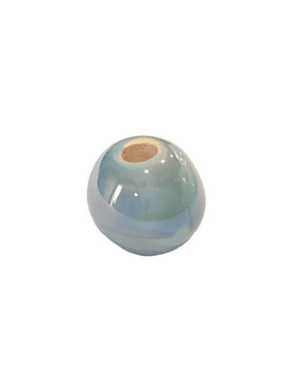 Perle boule de 12mm en céramique bleu ciel nacré