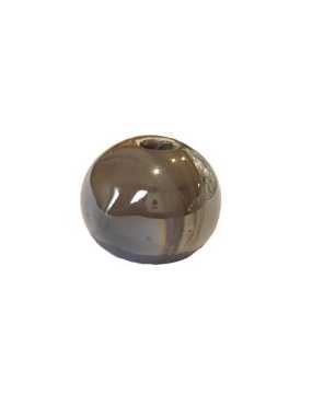 Perle boule de 16mm en céramique gris nacré