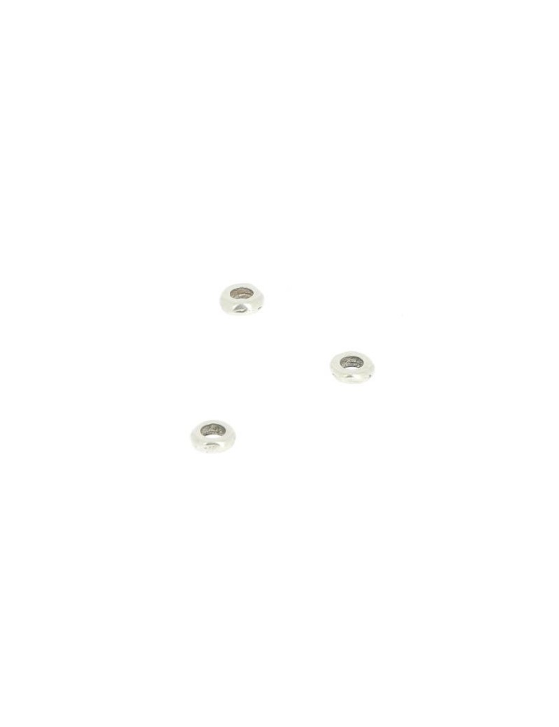 Perle tranche lisse de 6mm avec un trou de 3mm en métal placage argent