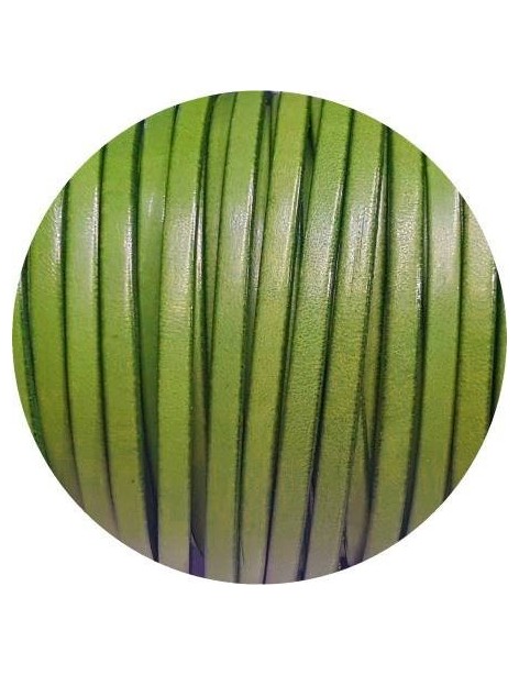 Cuir plat lisse de 5mm vert pistache vendu à la coupe au mètre-Premium
