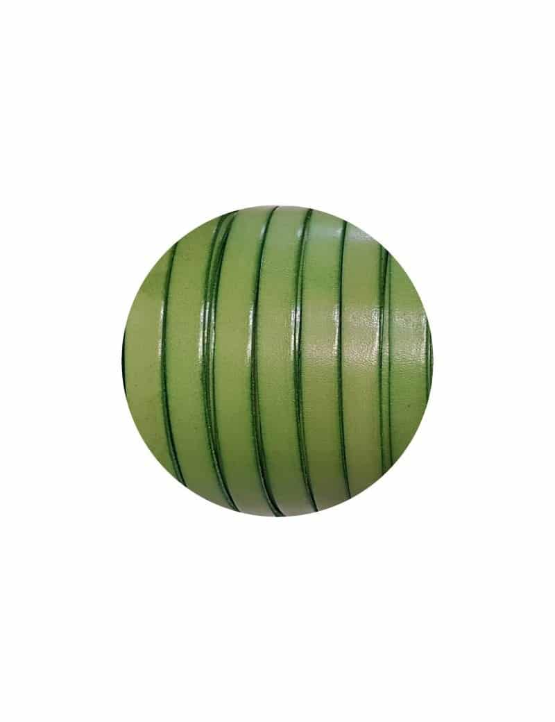 Cuir plat de 10mm vert pistache vendu au cm-Premium