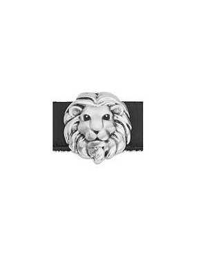 Passant tête de lion placage argent pour cuir plat de 10mm