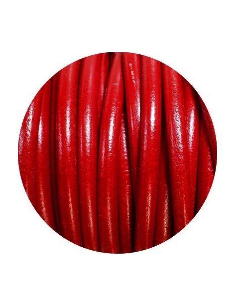 Lanière de cuir rond rouge de 5mm origine Europe coupé à 1 mètre
