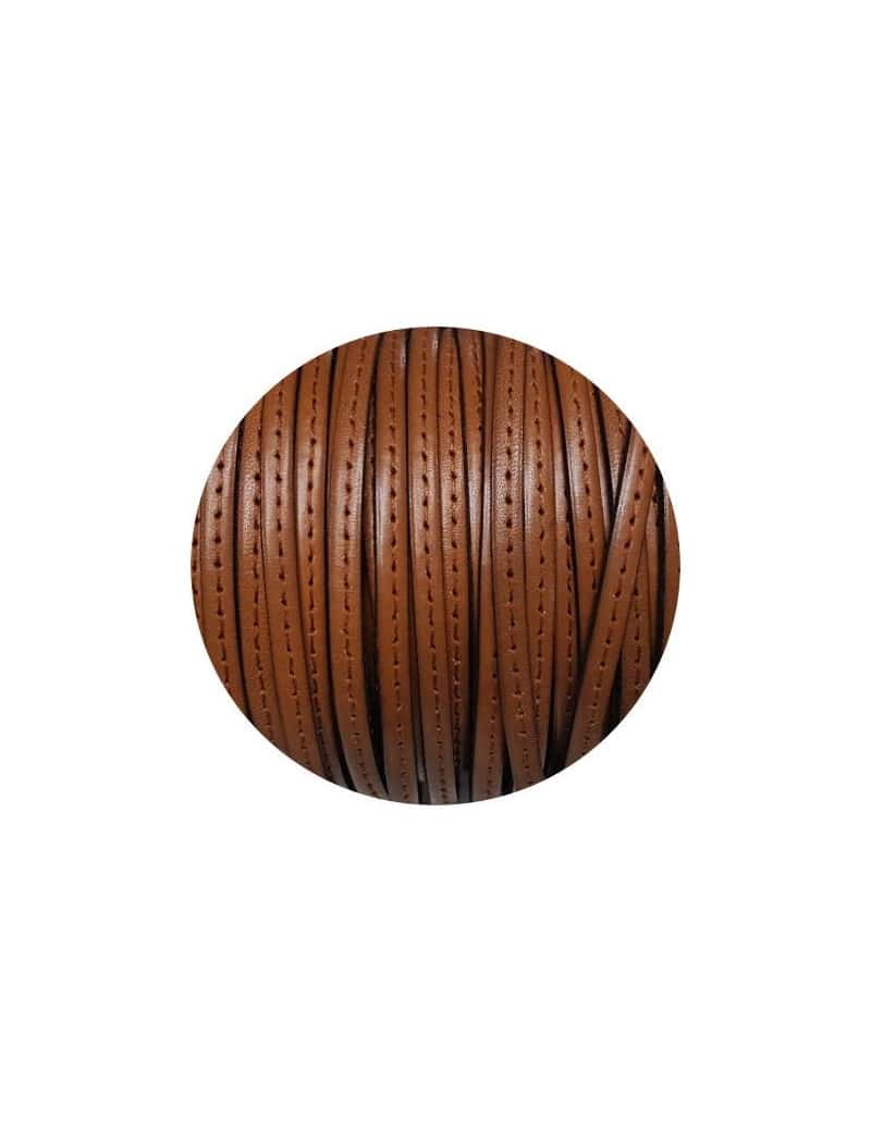Cuir plat de 5mm marron camel couture marron vendu au mètre-Premium