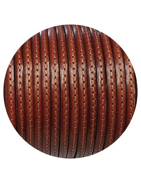 Cuir plat de 5mm marron cognac couture marron vendu au mètre-Premium