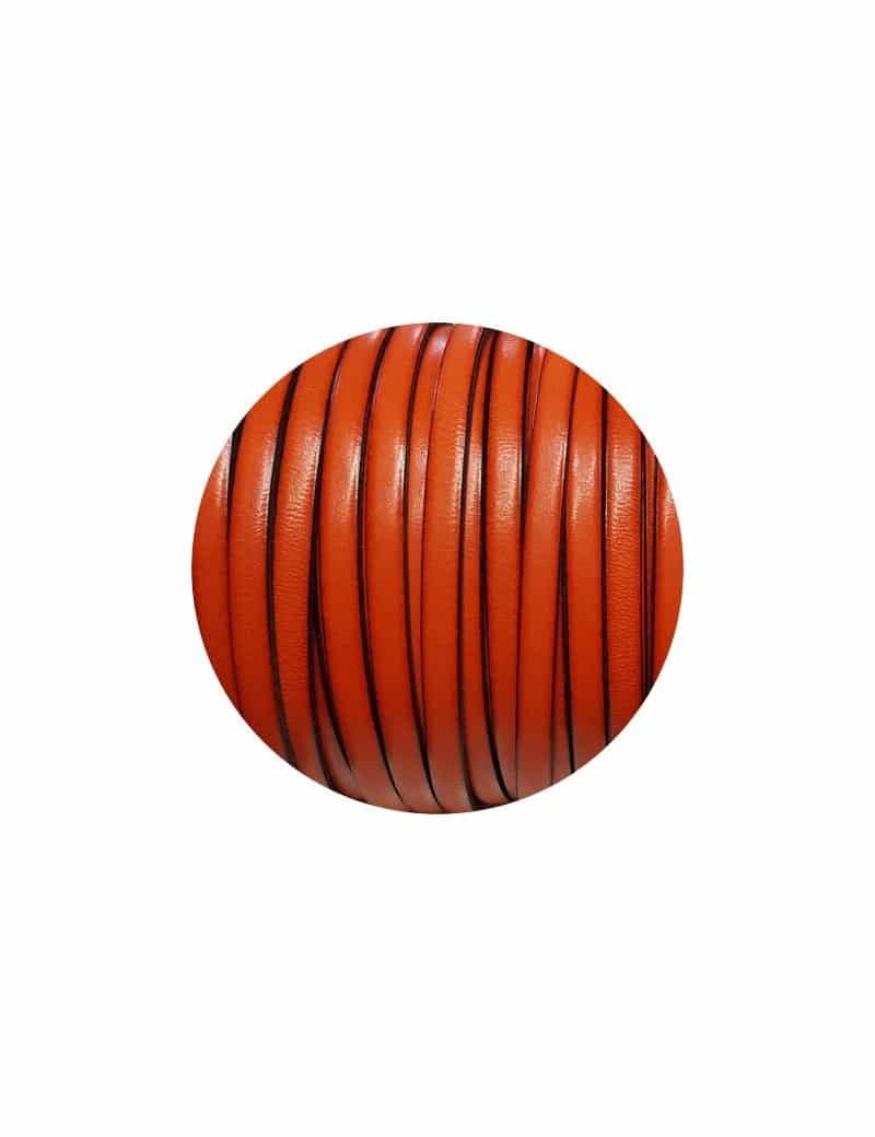 Nouveau cuir plat 5mm de couleur orange en vente au cm