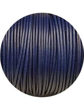 Cordon de cuir rond de couleur bleu marine-2mm-Espagne-Premium