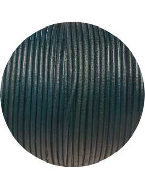 Cuir rond bleu turquoise très foncé marbré-2mm-Espagne-Premium