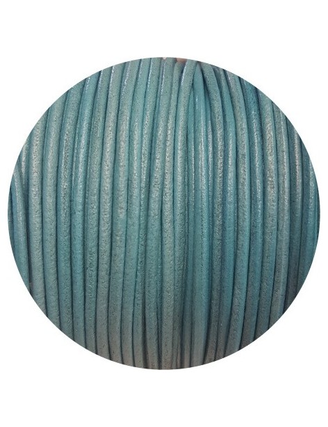 Cuir rond bleu turquoise clair marbré-2mm-Espagne-Premium