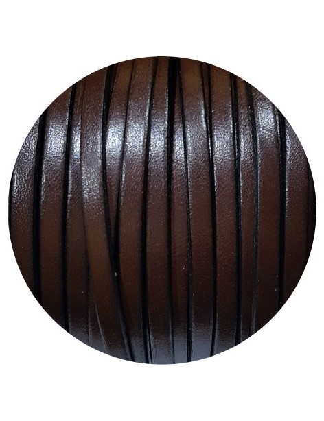 Cuir plat lisse de 5mm chocolat noir vendu au mètre