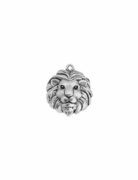 Superbe tête de lion de 26mm en métal placage argent