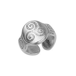 Bague ronde avec triskel et spirales placage argent